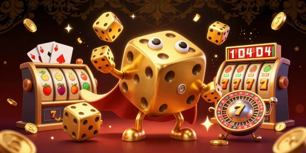 GO88 players enjoy jackpot wins with golden dice, vibrant colors, and 3D casino elements on display.