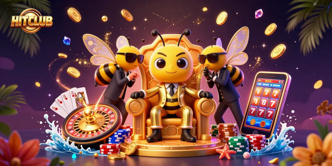 Experience thrilling gameplay with HITCLUB in a vibrant casino scene featuring unique characters.